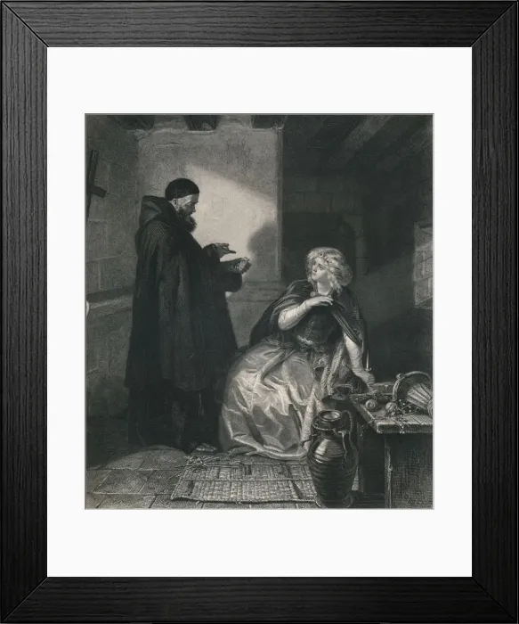 Framed Print : Juliet in the Cell of Friar Lawrence (Romeo and Juliet), c1870. Artist: Herbert Bourne Framed Print : Juliet in the Cell of Friar Lawrence (Romeo and Juliet), c1870. Artist: Herbert Bourne