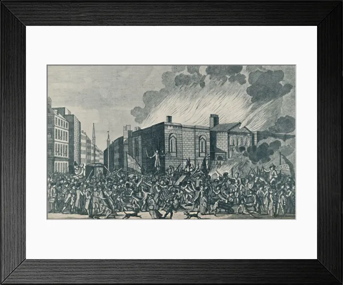 Framed Print : An exact representation of the burning, plundering and destruction of Newgate by Framed Print : An exact representation of the burning, plundering and destruction of Newgate by