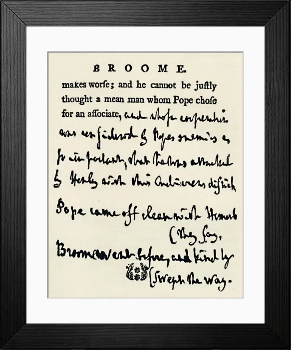 Framed Print : Facsimile of a corrected proof by Johnson of his Lives of the Poets, from the original Framed Print : Facsimile of a corrected proof by Johnson of his Lives of the Poets, from the original