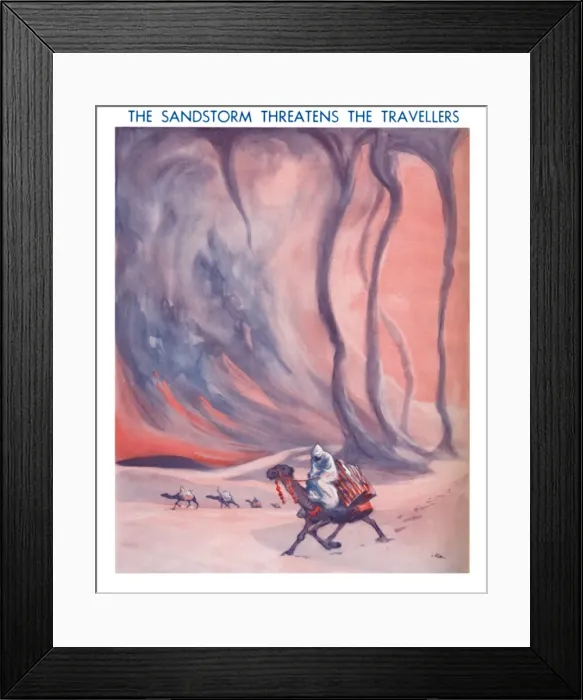 Framed Print : The Sandstorm Threatens The Travellers, 1935 Framed Print : The Sandstorm Threatens The Travellers, 1935