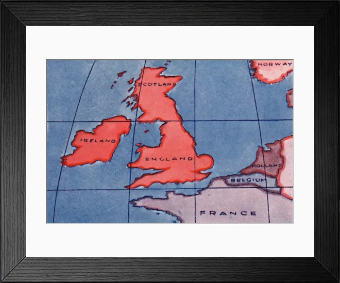 Framed Print : The British Isles and Northern Europe at Noon in spring or Autumn, 1935 Framed Print : The British Isles and Northern Europe at Noon in spring or Autumn, 1935