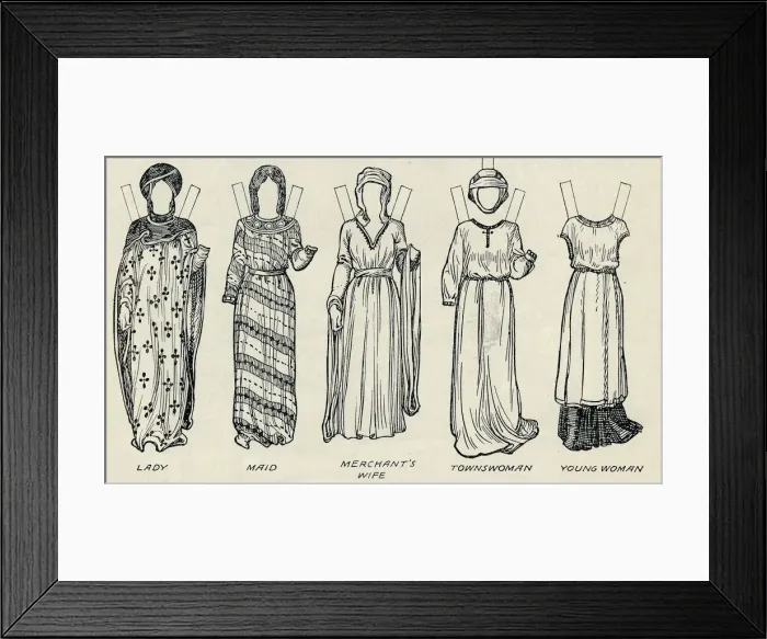 Framed Print : The Great Gallery of British Costume: Varied Dresses Worn in Norman Times, c1934 Framed Print : The Great Gallery of British Costume: Varied Dresses Worn in Norman Times, c1934
