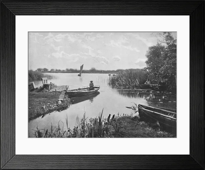 Framed Print : Wroxham Broad, Norfolk, c1896. Artist: Poulton & Co Framed Print : Wroxham Broad, Norfolk, c1896. Artist: Poulton & Co