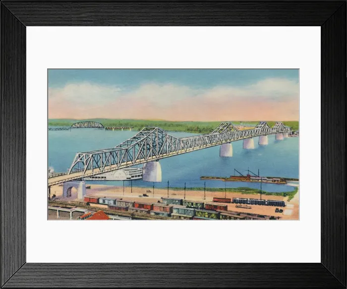 Framed Print : Municipal Bridge Connecting Louisville, Ky, and Jeffersonville, Ind. 1942. Artist Framed Print : Municipal Bridge Connecting Louisville, Ky, and Jeffersonville, Ind. 1942. Artist