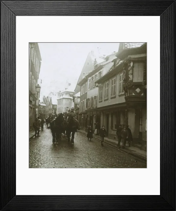 Framed Print : Column of German soldiers, Ribeauville, France, c1914-c1918 Framed Print : Column of German soldiers, Ribeauville, France, c1914-c1918