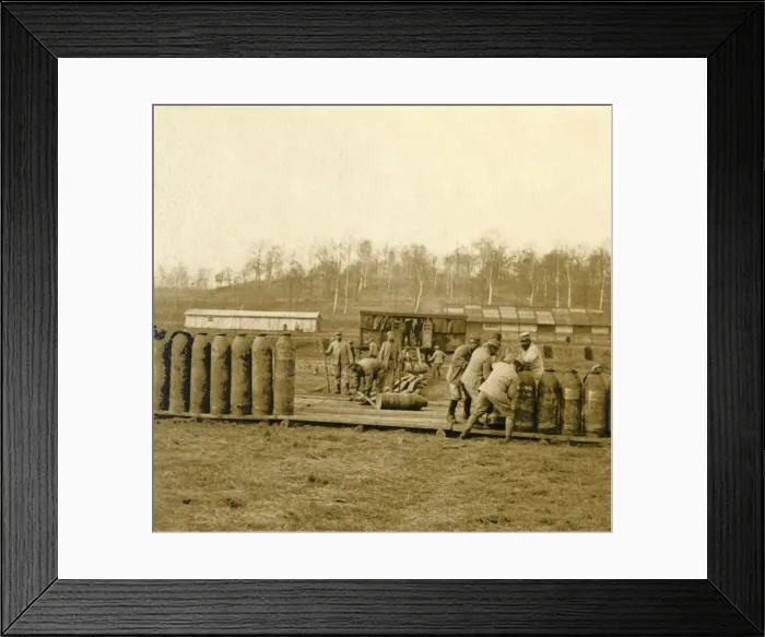 Framed Print : Depot for large shells, c1914-c1918 Framed Print : Depot for large shells, c1914-c1918