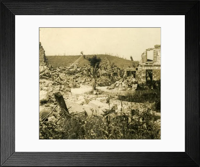 Framed Print : Ruined buildings, Chavignon, northern France, c1914-c1918 Framed Print : Ruined buildings, Chavignon, northern France, c1914-c1918