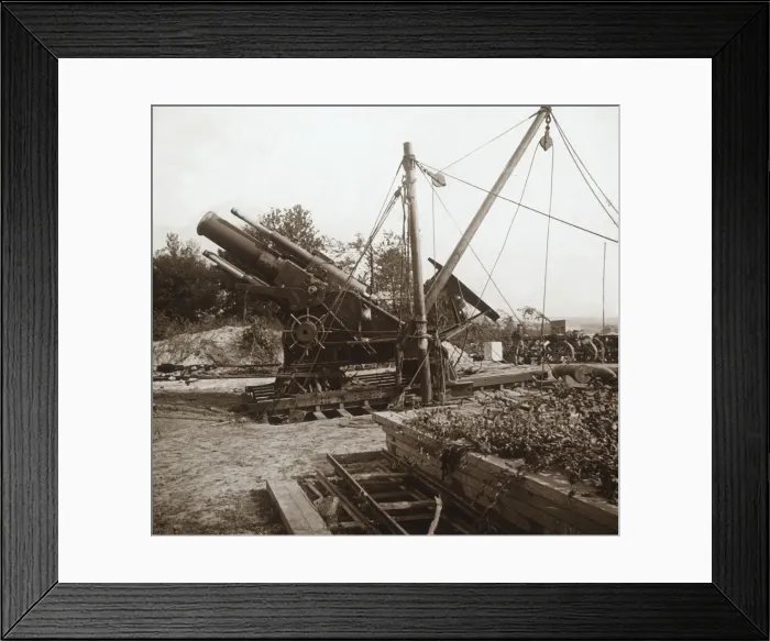 Framed Print : 220 mortar, Genicourt, northern France, c1914-c1918 Framed Print : 220 mortar, Genicourt, northern France, c1914-c1918