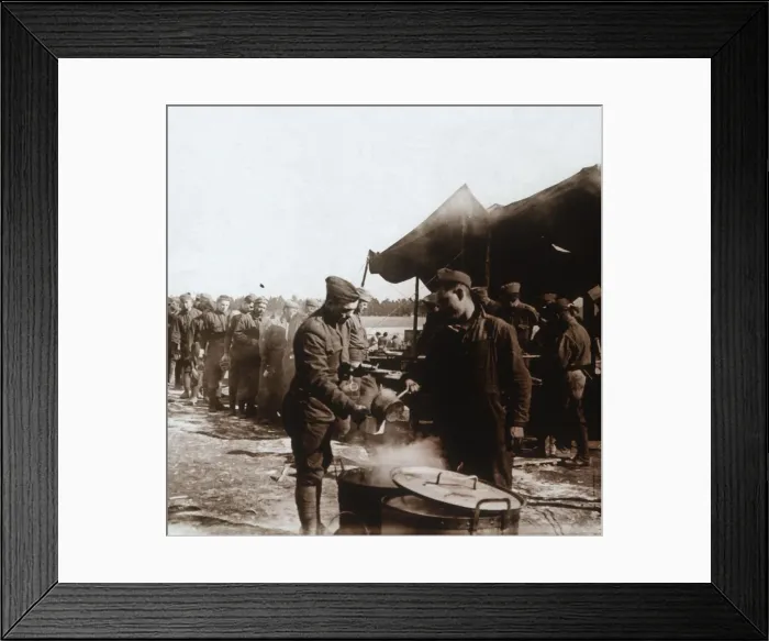 Framed Print : Field kitchen in American camp, Melette, France, c1914-c1918 Framed Print : Field kitchen in American camp, Melette, France, c1914-c1918