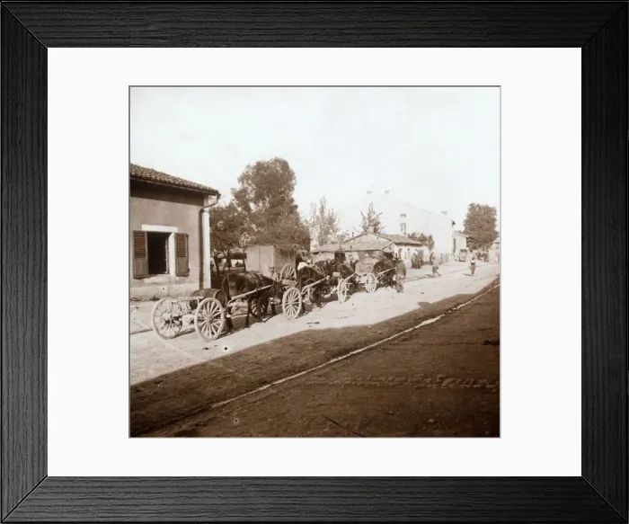 Framed Print : Mule wagons with supplies, Verdun, northern France, c1914-c1918 Framed Print : Mule wagons with supplies, Verdun, northern France, c1914-c1918
