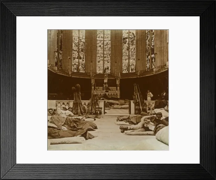 Framed Print : Makeshift barracks in a church, Marne, northern France, 1914 Framed Print : Makeshift barracks in a church, Marne, northern France, 1914