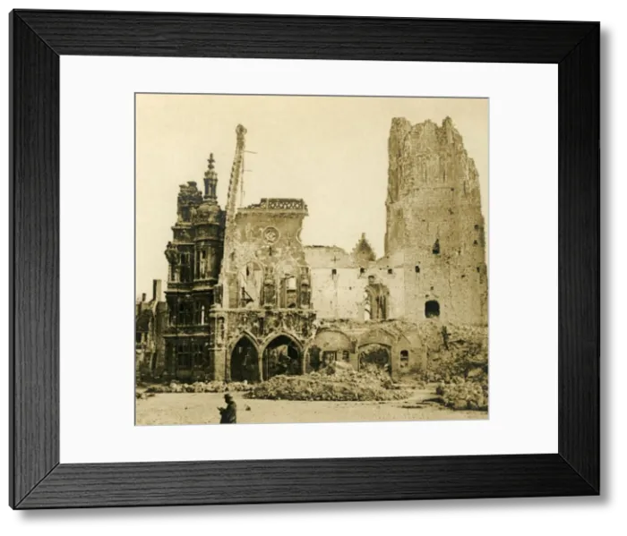 Framed Print : Clock Tower and Hotel de Ville, Arras, northern France, c1914-c1918 Framed Print : Clock Tower and Hotel de Ville, Arras, northern France, c1914-c1918
