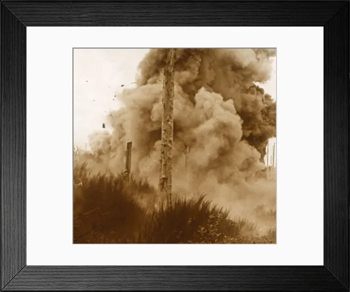Framed Print : Explosion of a mine, Vosges, eastern France, c1914-c1918 Framed Print : Explosion of a mine, Vosges, eastern France, c1914-c1918