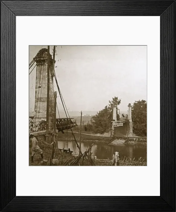 Framed Print : Damaged bridge, Dormans, northern France, c1914-c1918 Framed Print : Damaged bridge, Dormans, northern France, c1914-c1918