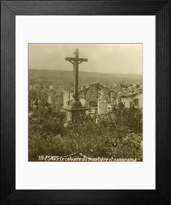 Framed Print : Calvary at the cemetery of Esnes, northern France, c1914-c1918 Framed Print : Calvary at the cemetery of Esnes, northern France, c1914-c1918