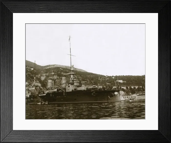 Framed Print : Battleship at Villefranche, France, c1914-c1918 Framed Print : Battleship at Villefranche, France, c1914-c1918