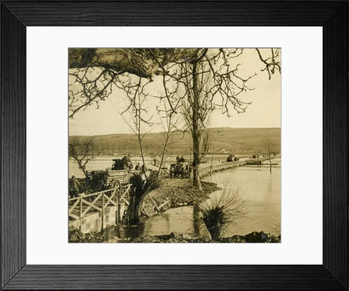 Framed Print : Bridge over the River Meuse at Dugny, northern France, c1914-c1918 Framed Print : Bridge over the River Meuse at Dugny, northern France, c1914-c1918
