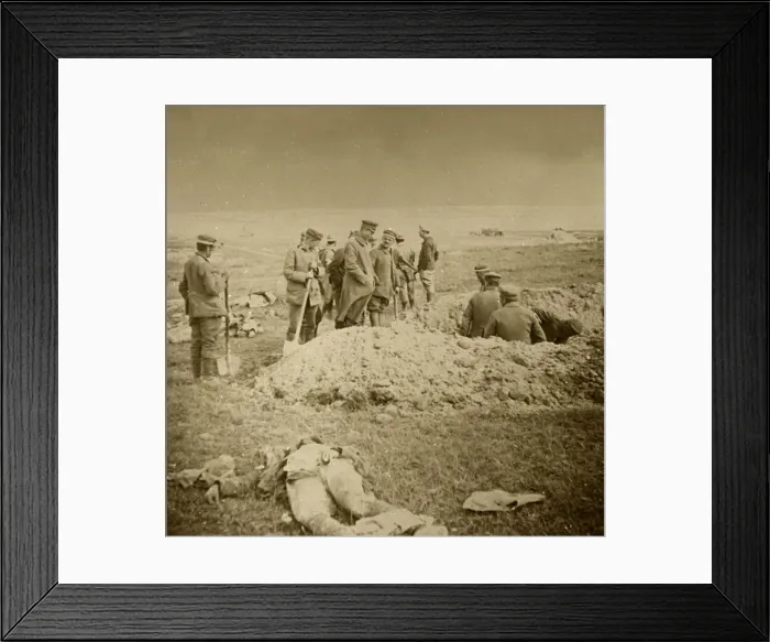 Framed Print : Burying bodies, Sainte-Marie-a-Py, northern France, c1914-c1918 Framed Print : Burying bodies, Sainte-Marie-a-Py, northern France, c1914-c1918