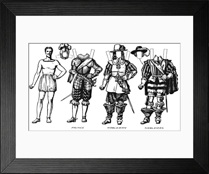 Framed Print : The Great Gallery of Historic Costume: Dress Worn in James The Firsts Reign, c1934 Framed Print : The Great Gallery of Historic Costume: Dress Worn in James The Firsts Reign, c1934