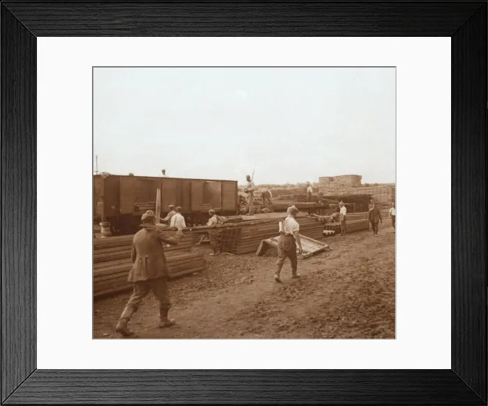 Framed Print : Prisoners, Genicourt, northern France, c1914-c1918 Framed Print : Prisoners, Genicourt, northern France, c1914-c1918