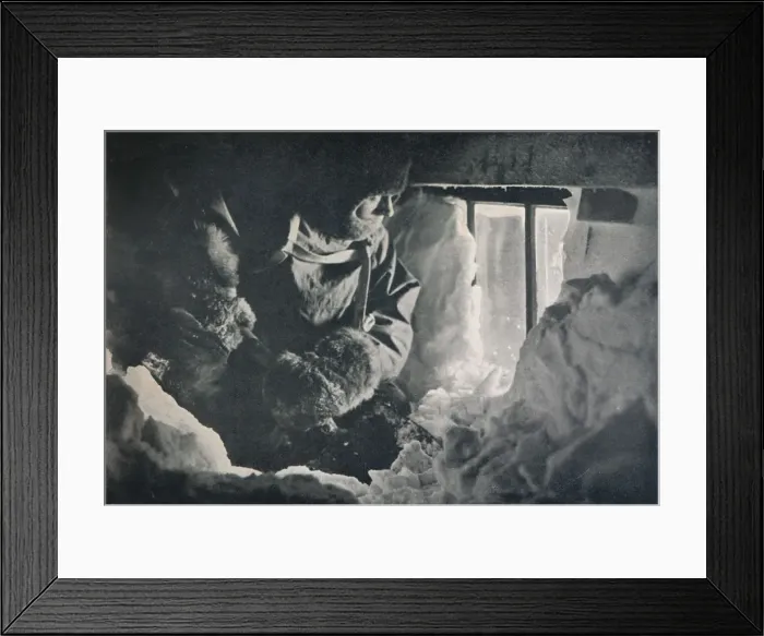 Framed Print : Clearing Drift from Window of Hut at Cape Adare, c1911, (1913). Artist: G Murray Levick Framed Print : Clearing Drift from Window of Hut at Cape Adare, c1911, (1913). Artist: G Murray Levick