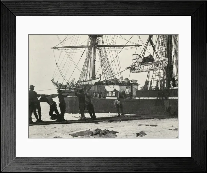 Framed Print : Landing a Motor-Sledge, c1910-1913, (1913). Artist: Herbert Ponting