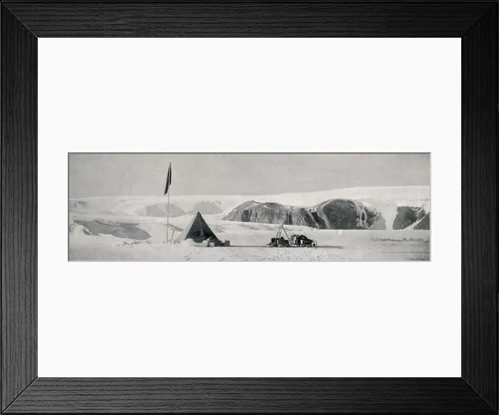 Framed Print : Couloir Cliffs, Granite Harbour, Showing the Camp Off the Piedmont Tongue, c1911, (1913) Framed Print : Couloir Cliffs, Granite Harbour, Showing the Camp Off the Piedmont Tongue, c1911, (1913)