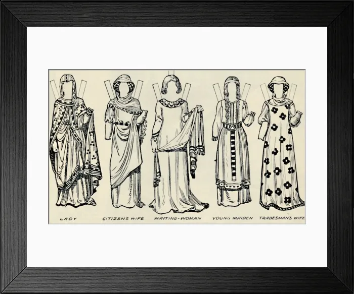 Framed Print : The Gallery of British Costume: What Men and Women Wore In Henry IIIs Time, c1934 Framed Print : The Gallery of British Costume: What Men and Women Wore In Henry IIIs Time, c1934