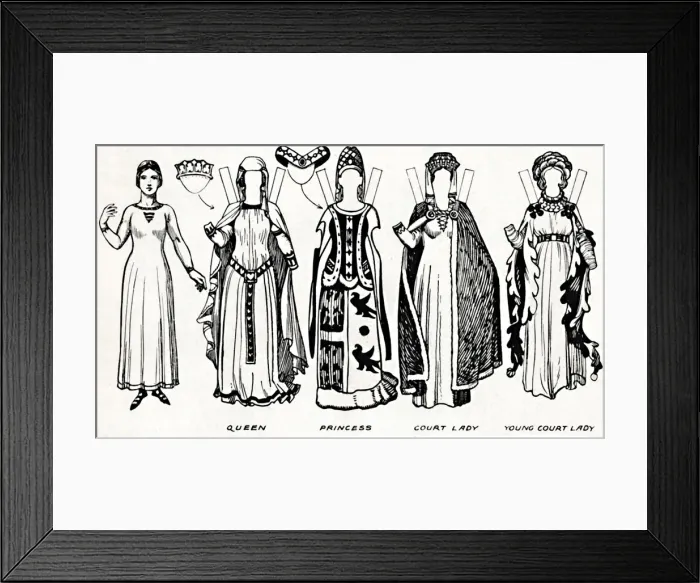 Framed Print : The Great Gallery of British Costume: Dress Worn In Edward The Thirds Reign, c1934 Framed Print : The Great Gallery of British Costume: Dress Worn In Edward The Thirds Reign, c1934