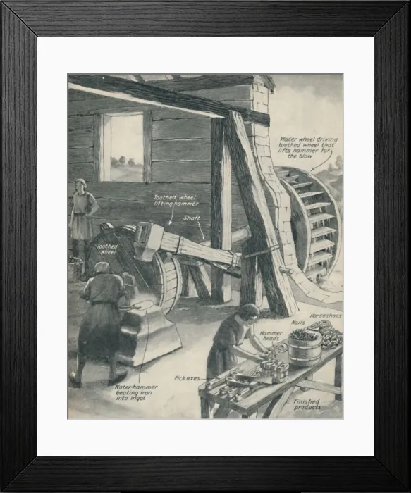 Framed Print : Work in an Iron Foundry and Smithy During The Period of the Middle Ages, c1934 Framed Print : Work in an Iron Foundry and Smithy During The Period of the Middle Ages, c1934