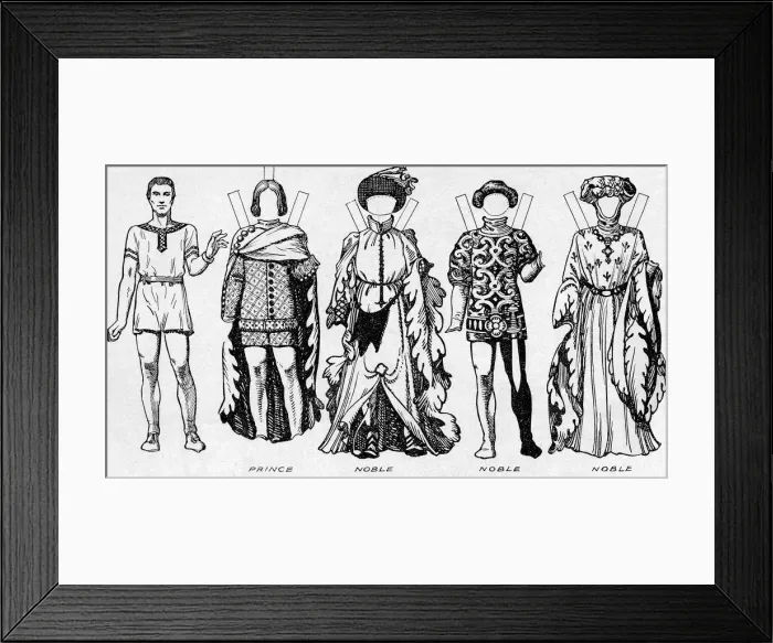 Framed Print : The Gallery of Costume: Dresses Worn in the Last Years of Edward IIIs Reign, c1934 Framed Print : The Gallery of Costume: Dresses Worn in the Last Years of Edward IIIs Reign, c1934