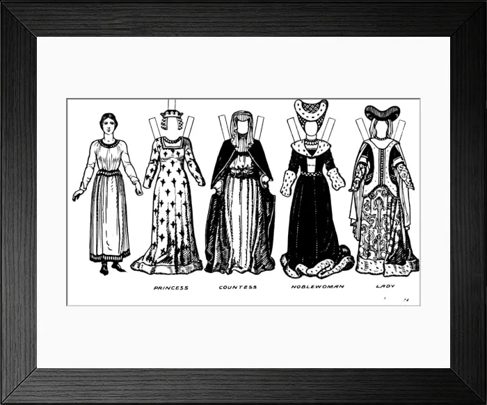 Framed Print : Costumes of Men and Women as Worn in the Period When Henry V Reigned, c1934 Framed Print : Costumes of Men and Women as Worn in the Period When Henry V Reigned, c1934