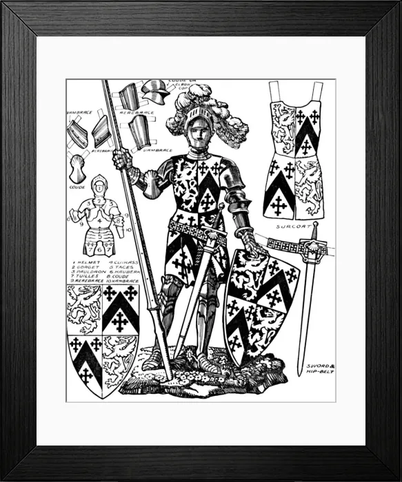 Framed Print : All The Gorgeous Panoply of A Knight with the Various Parts of His Armour, c1934 Framed Print : All The Gorgeous Panoply of A Knight with the Various Parts of His Armour, c1934