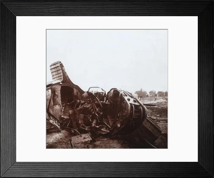 Framed Print : Ripped open tank, Champagne, northern France, c1914-c1918 Framed Print : Ripped open tank, Champagne, northern France, c1914-c1918