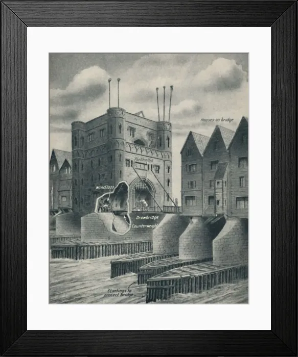 Framed Print : The Drawbridge Defending London City, c1934 Framed Print : The Drawbridge Defending London City, c1934