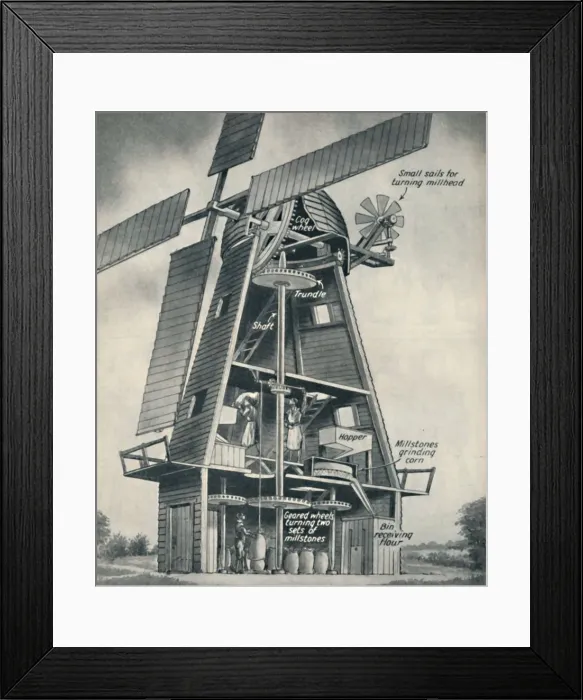 Framed Print : A Smock Windmill in Stuart Days, c1934 Framed Print : A Smock Windmill in Stuart Days, c1934