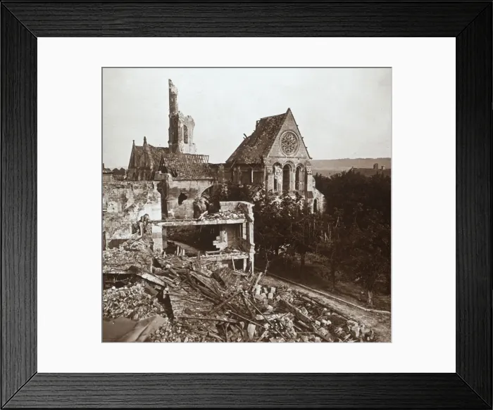 Framed Print : Ruined church, Vauxaillon, northern France, c1914-c1918 Framed Print : Ruined church, Vauxaillon, northern France, c1914-c1918
