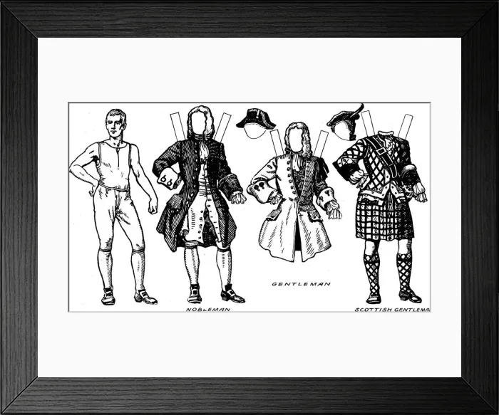Framed Print : Gallery of Historic Costume: What People Wore in Early Georgian Days, c1934 Framed Print : Gallery of Historic Costume: What People Wore in Early Georgian Days, c1934