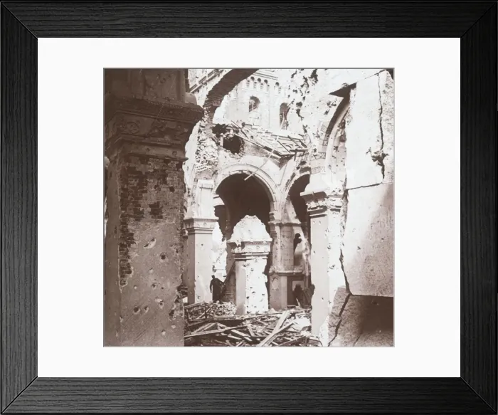 Framed Print : Ruined church, Albert, northern France, c1914-c1918 Framed Print : Ruined church, Albert, northern France, c1914-c1918