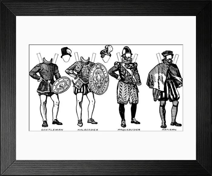 Framed Print : The Gallery of Historic Costume: Some of the Dresses Worn in Elizabeths Reign, c1934 Framed Print : The Gallery of Historic Costume: Some of the Dresses Worn in Elizabeths Reign, c1934