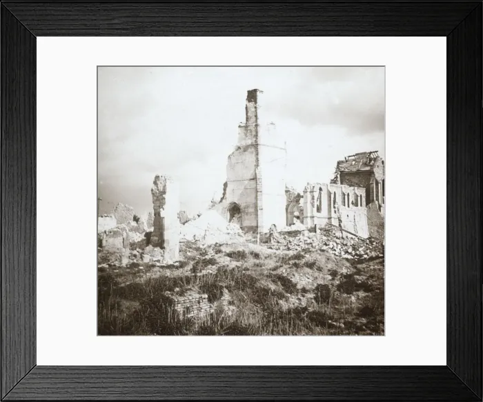 Framed Print : Ruined church, Chauny, northern France, c1914-c1918 Framed Print : Ruined church, Chauny, northern France, c1914-c1918