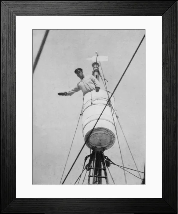 Framed Print : Lieutenant Evans in the Crows Nest, c1910-1913, (1913). Artist: Herbert Ponting Framed Print : Lieutenant Evans in the Crows Nest, c1910-1913, (1913). Artist: Herbert Ponting
