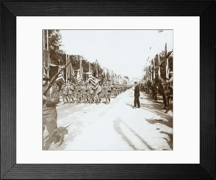 Framed Print : American troops marching in victory parade, Paris, France, c1918-c1919 Framed Print : American troops marching in victory parade, Paris, France, c1918-c1919