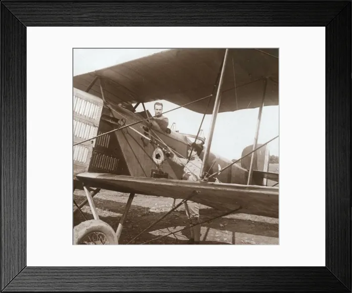 Framed Print : Pilot in biplane, c1914-c1918 Framed Print : Pilot in biplane, c1914-c1918
