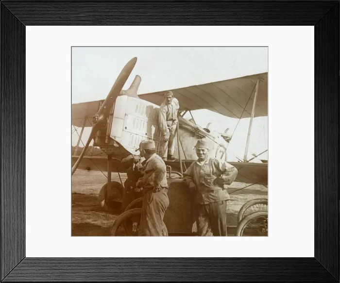 Framed Print : Refuelling biplane, c1914-c1918 Framed Print : Refuelling biplane, c1914-c1918