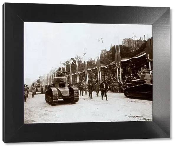 Small tanks, victory parade, Paris, France, c1918-c1919