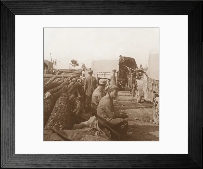 Framed Print : Trucks on the Voie Sacree, Verdun, northern France, c1914-c1918 Framed Print : Trucks on the Voie Sacree, Verdun, northern France, c1914-c1918