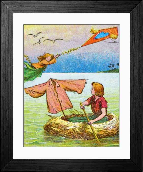 Framed Print : Wendy and Peter escape, c1905 Framed Print : Wendy and Peter escape, c1905