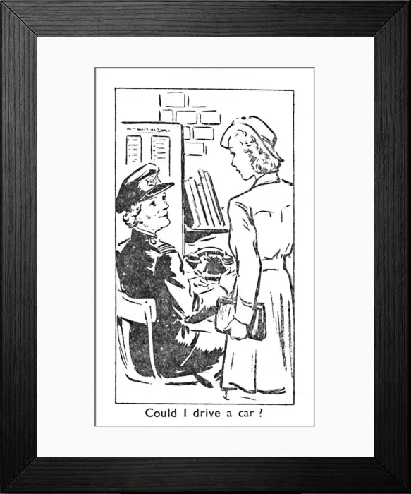 Framed Print : Could I drive a car?, 1940 Framed Print : Could I drive a car?, 1940