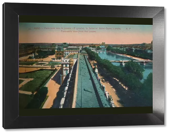 Panoramic view towards the Louvre, Paris, c1920